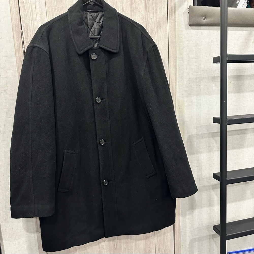 Lauren Ralph Lauren Black Cambridge Coat Mens 42L Cashmere Wool Italy Overcoat